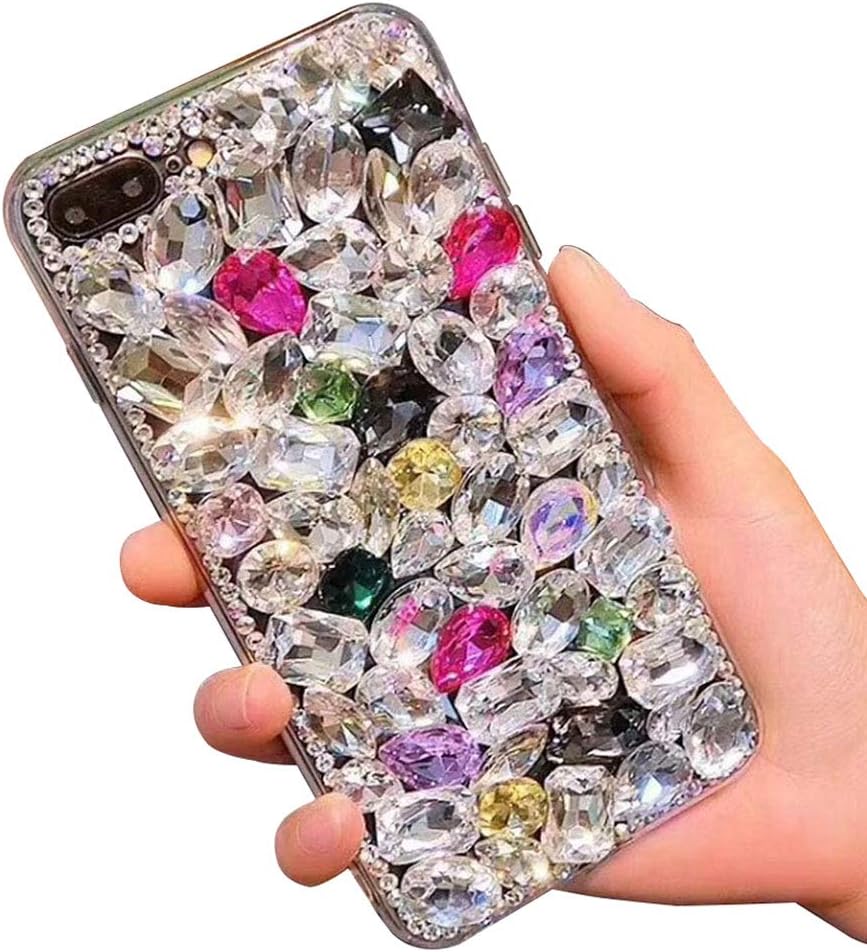 Aearl for iPhone Xs Max 6.5 inch Bling Diamond Case 3D Homemade Luxury Sparkle Crystal Rhinestone Shiny Glitter Full Clear Stones Back Phone Cover-Colorful