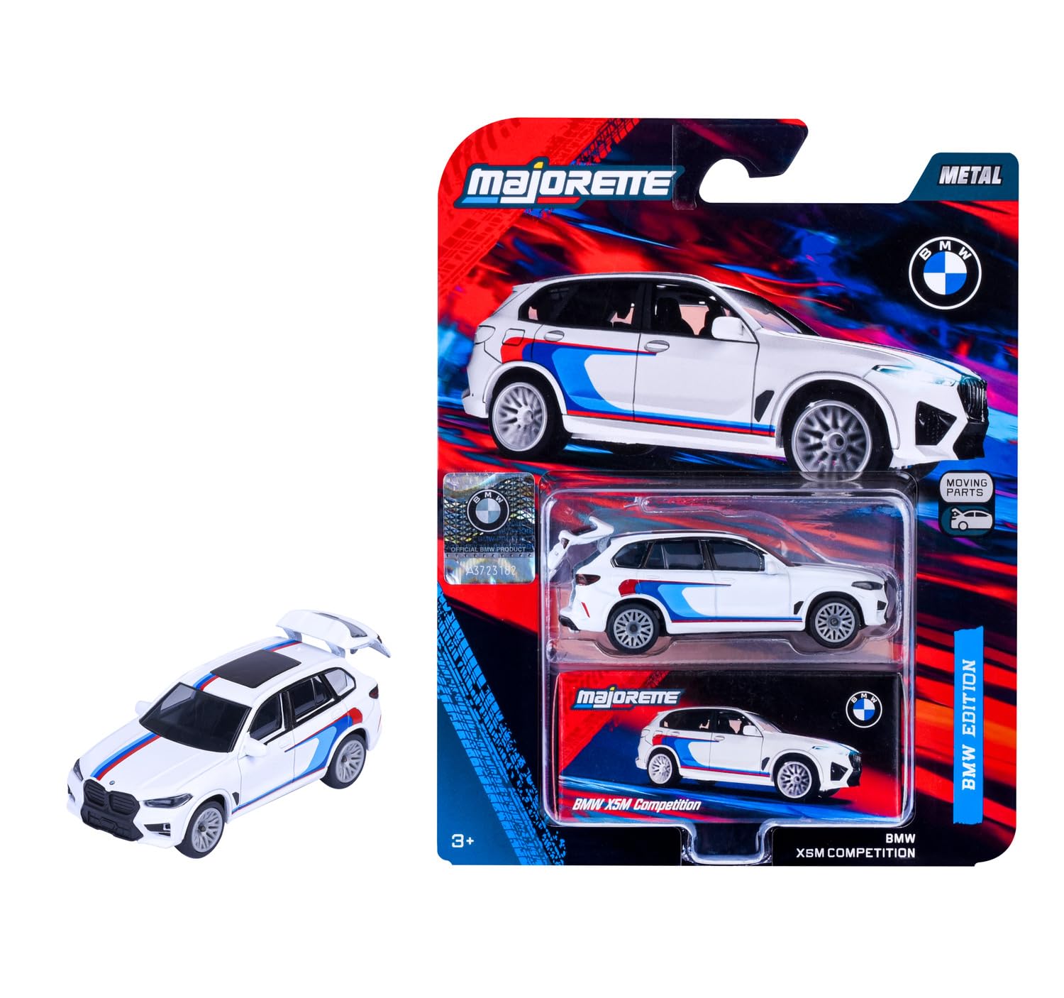 Majorette Deluxe BMW X5M Competition - samochód kolekcjonerski z metalu z wolnym biegiem, zawieszeniem i otwieranymi częściami, gumowe opony, łącznie z pudełkiem kolekcjonerskim, dla kolekcjonerów i