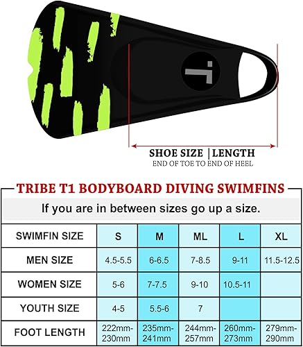 Miniatura 2 de Tribe T1 Bodyboard Diving Swimfins - Bodysurfing  Buceo libre  Natación en la piscina  Snorkel  Estas aletas proporcionan potencia y comodidad