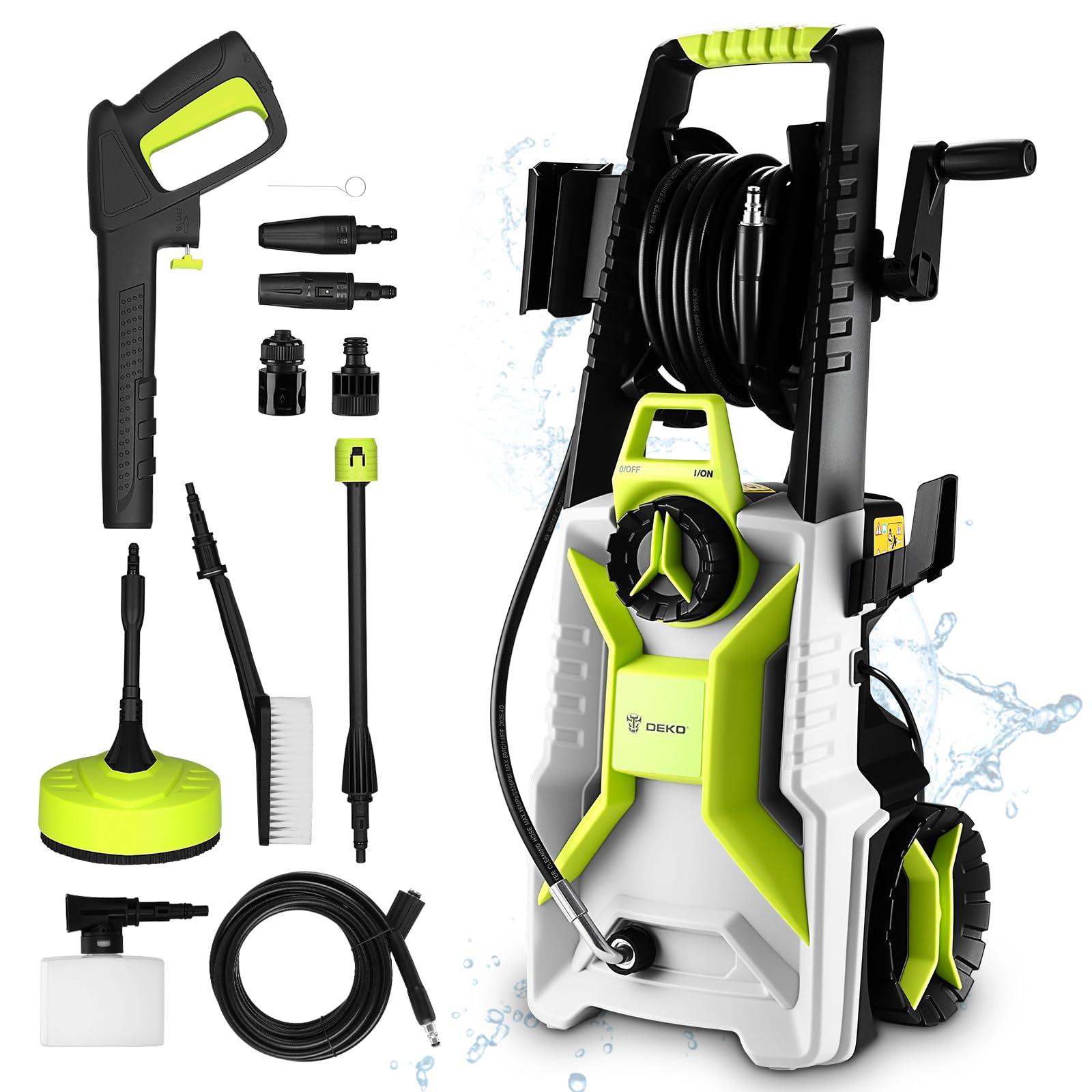 High Pressure Washer Jet Washer 2200W: DEKOPRO 160 Bar, 360 L/H Power Washer for Car Patio Driveway Cleaning, with Hose Reel, Foam Cannon,Turbo Nozzle & Adjustable Nozzles