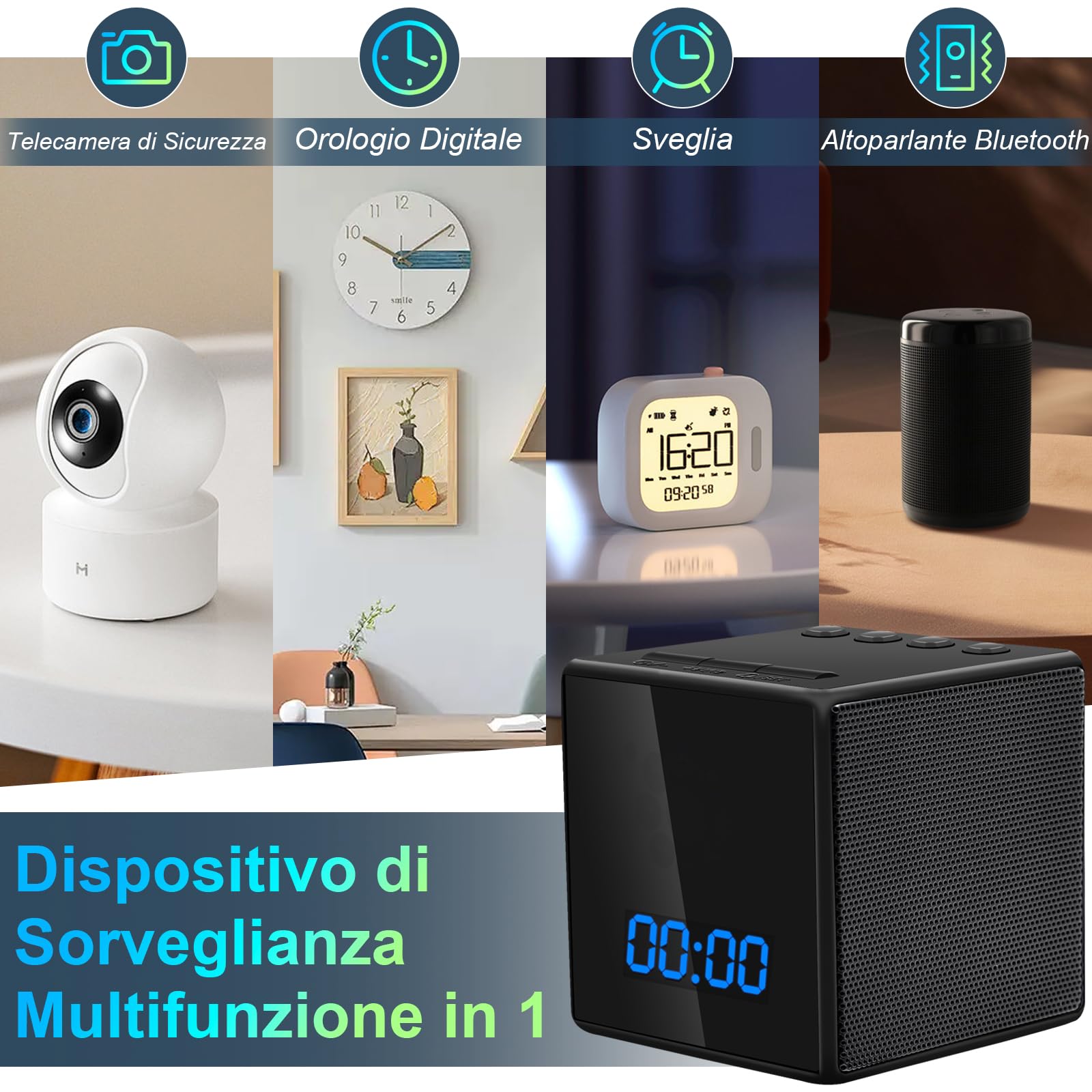 UYIKOO Telecamera Spia WiFi 5G, Mini Telecamera Nascosta Orologio Senza Fili 120°, 1080P HD Microcamere Videocamera Altoparlante Spy Cam Videocamera di Sicurezza con Visione Notturna Rilevamento
