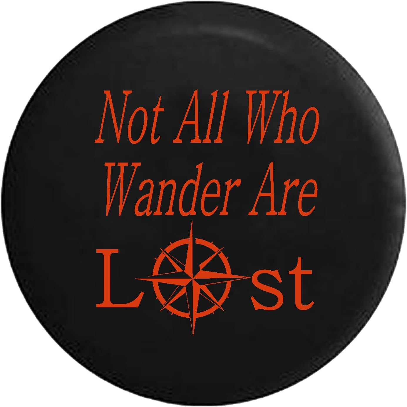 Not All Who Wander are Lost - Sea Compass Spare Tire Cover fits SUV Camper RV Accessories Red Ink 35 in