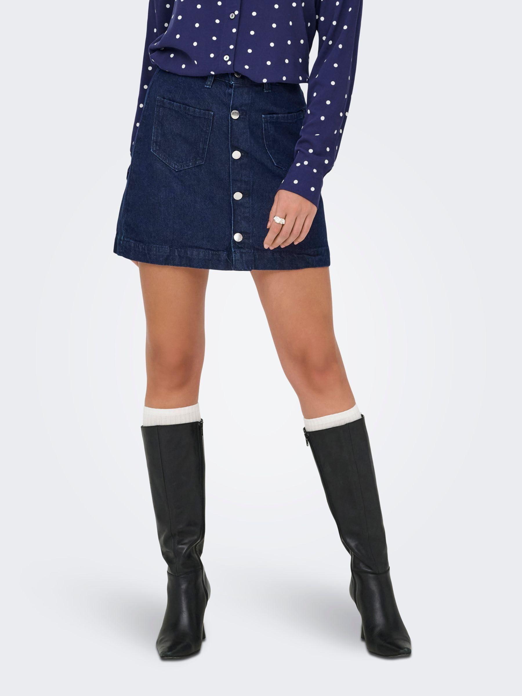 ONLY Falda Vaquera de Mujer con Botones y Bolsillos