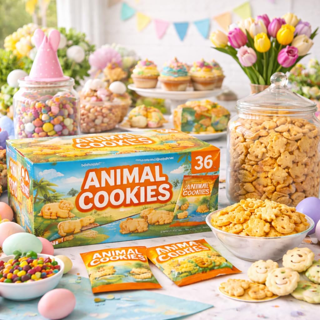 Animal Crackers Cookies, 36 Individually Wrapped Snack Packs, 2 oz Each, Bulk Pack for Kids Lunch Boxes (1 Pack)