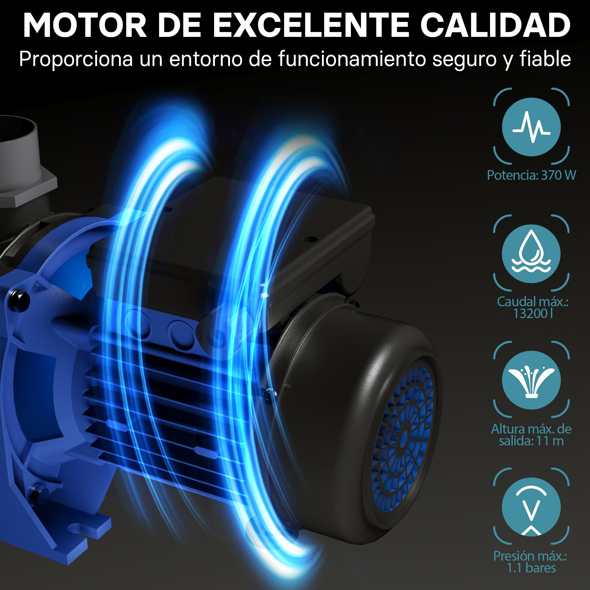 Bomba de piscina 13200l/h 370W Bomba de circulación Bomba de filtro