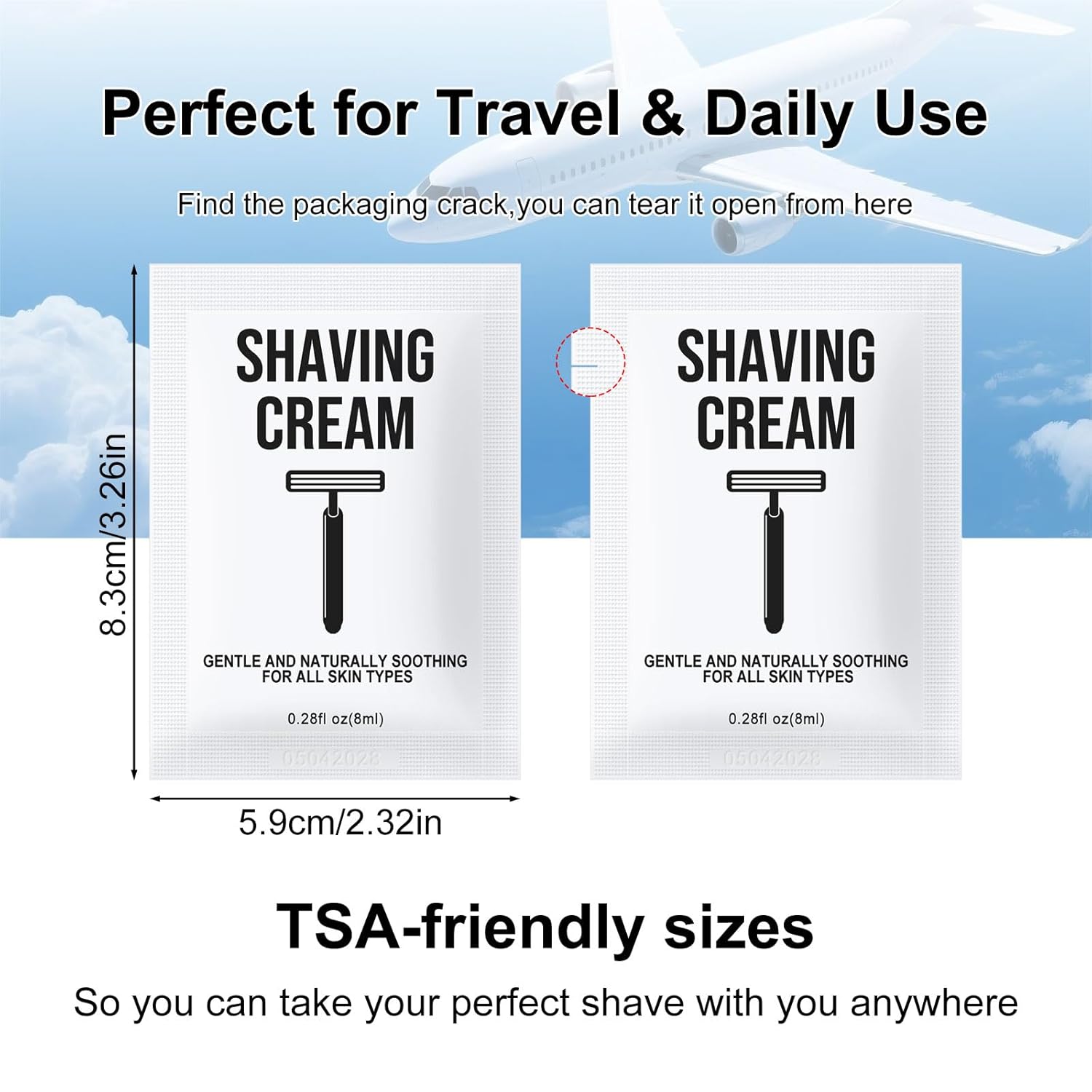 Travel Shaving Cream Bulk for Men 8ml/0.28fl oz,Disposable Shaving Cream in Bulk Individual Travel Shave Cream for Hotel Homeless Charity Home Nursing(Unscented,Pack of 50) - Image 2
