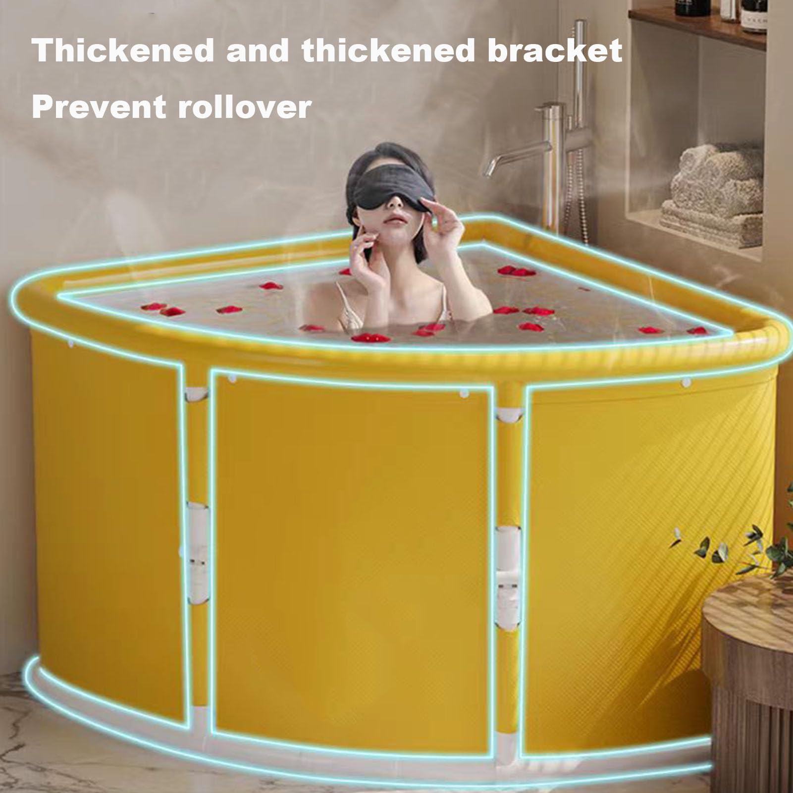 Vasca da Bagno Portatile Pieghevole per Adulti Elegante e Alla Moda Facile da Installare Mantiene la Temperatura per il Recupero e la Terapia (Settore)