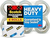 Scotch Heavy Duty Packaging Tape 1.88" x 54.6 yd, 6 Rolls (3850-6) - Strongest Clear Seal for Shipping, Moving & Mailing All Box Types