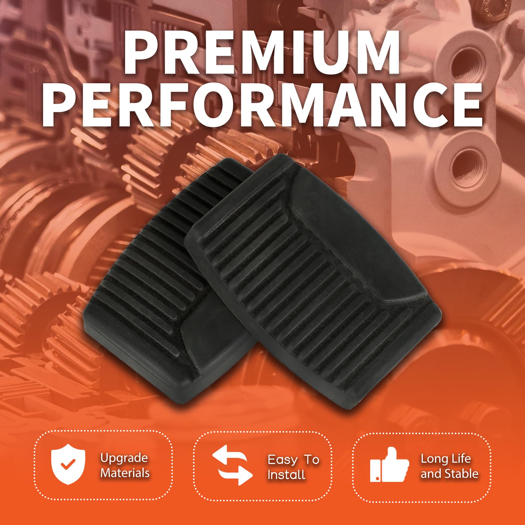 2-Piece Brake & Clutch Pedal Pad Set For Ford Trucks & Vans With Manual Transmission (1975-2008)