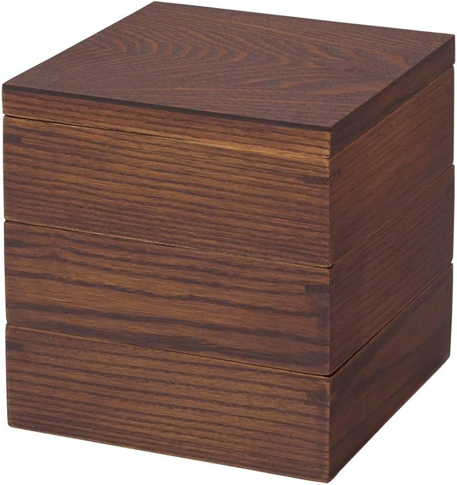 木製 3段重箱 漆器 茶色 楽天市場】重箱 木製 三段【19.5cm】仕切り付き うるし塗 お重