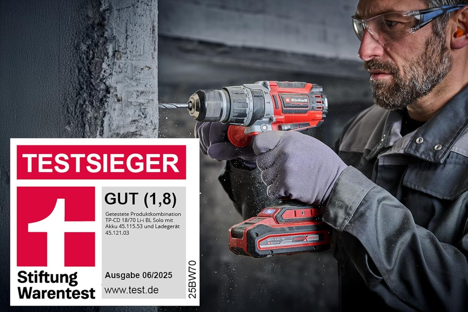 Einhell Professional Akku-Schlagbohrschrauber TP-CD 18/70 Li-i BL - Solo Power X-Change (18 V, Brushless, 70 Nm, Schlagbohrfunktion, 13 mm Bohrfutter, 2 Gang, ohne Akku)