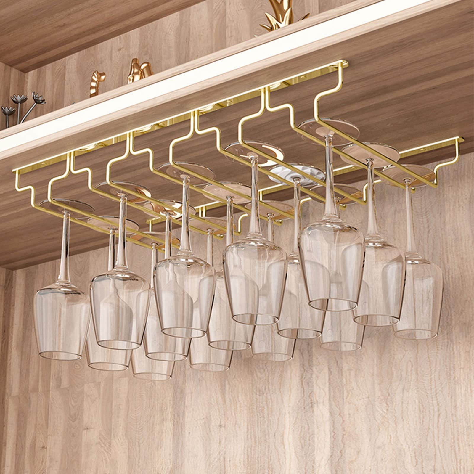 Estante para Copas de Vino de Acero Inoxidable 304 de Primera Calidad - Soporte para Copas bajo Mueble, Ideal para Cocina, Bar y Pub - Elegante Copa de champán de Metal (57 x 28 x