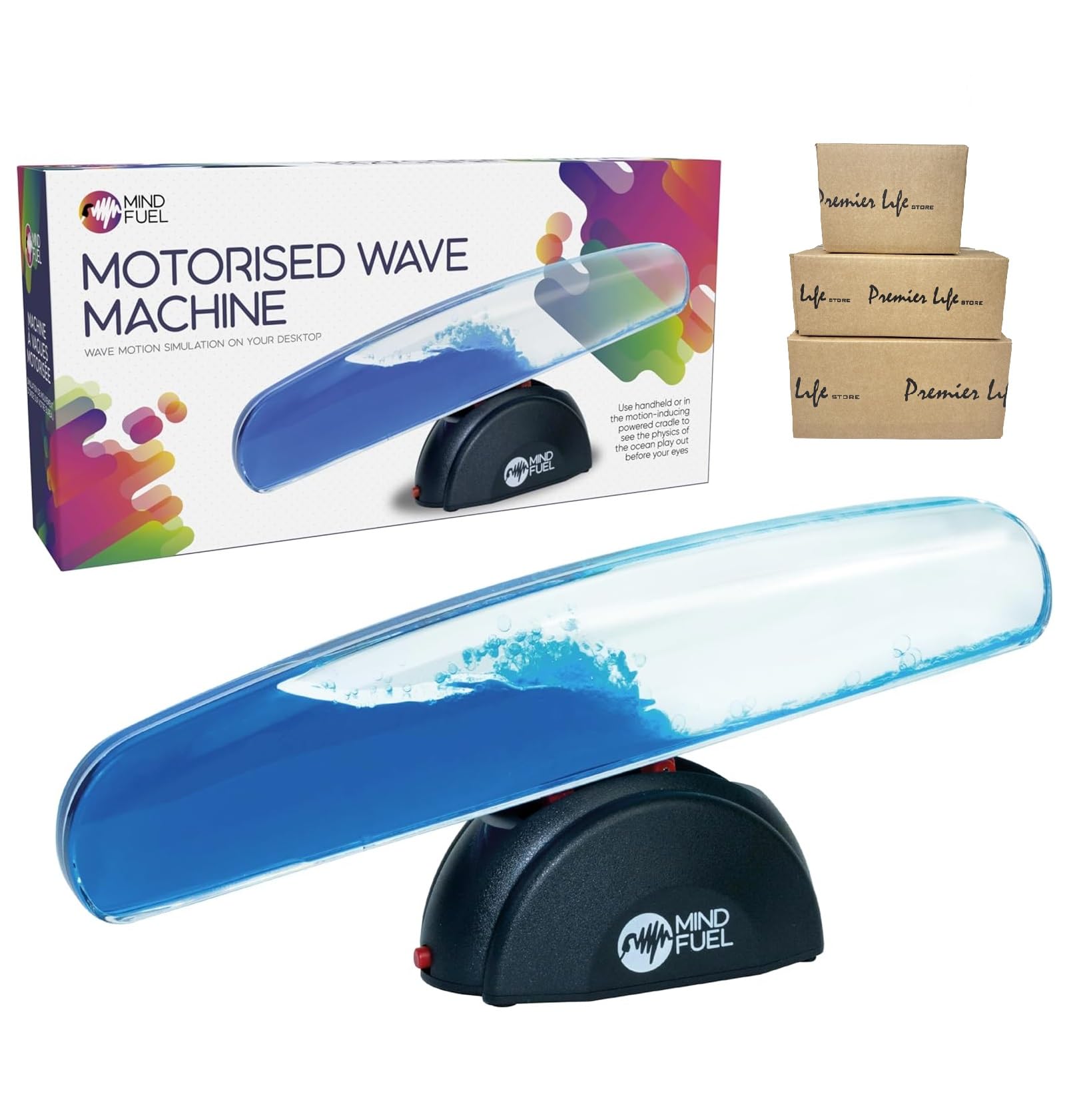 Motorized Desktop Wave Machine Desk Accessory Sea Ocean Gift Standee in Premier Life Packaging
