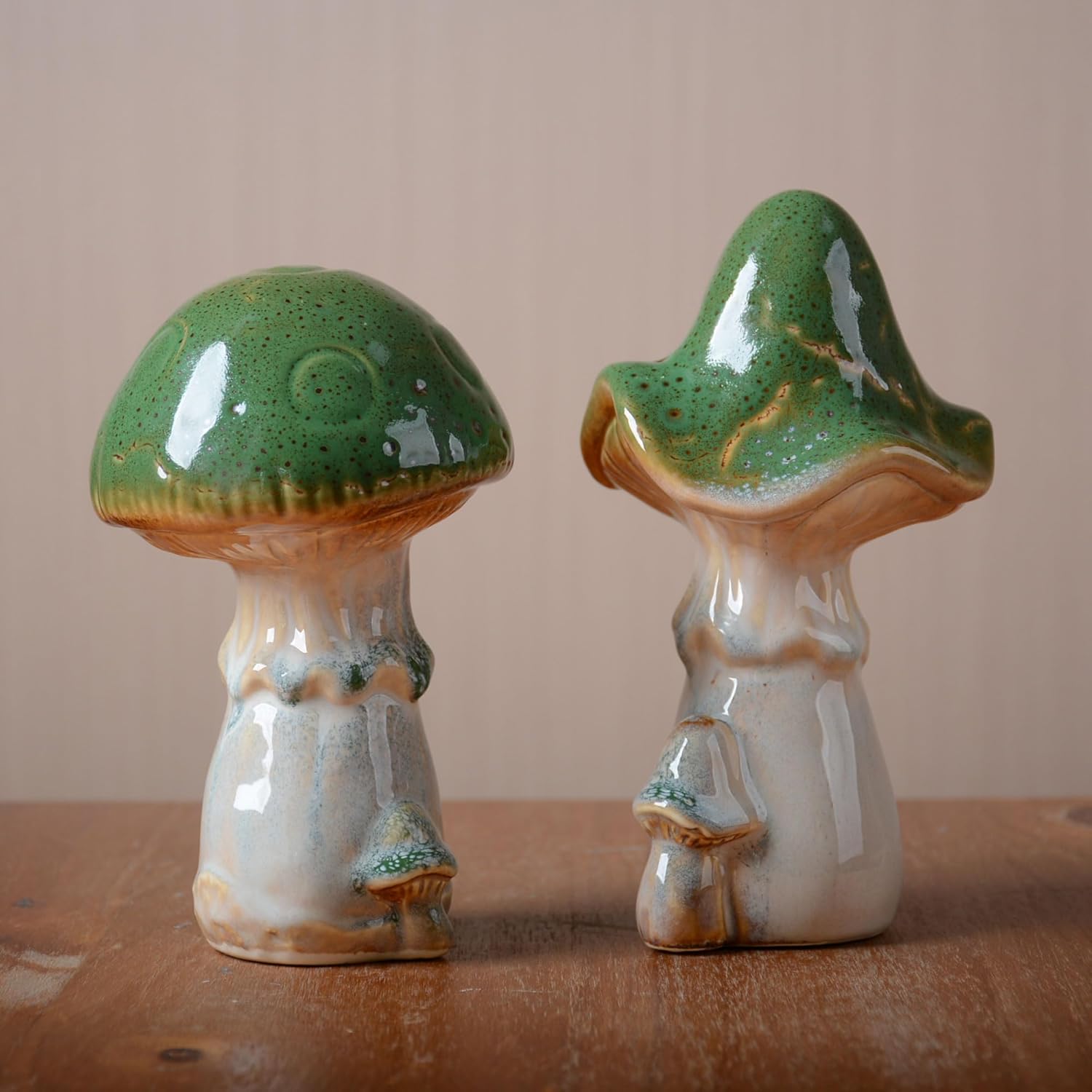 SEINHIJO Mushroom Statue Decor Fairy Garden Sculpture Figurine Home Gift Art for Yard Lawn Patio Ceramic 7.1 Inch