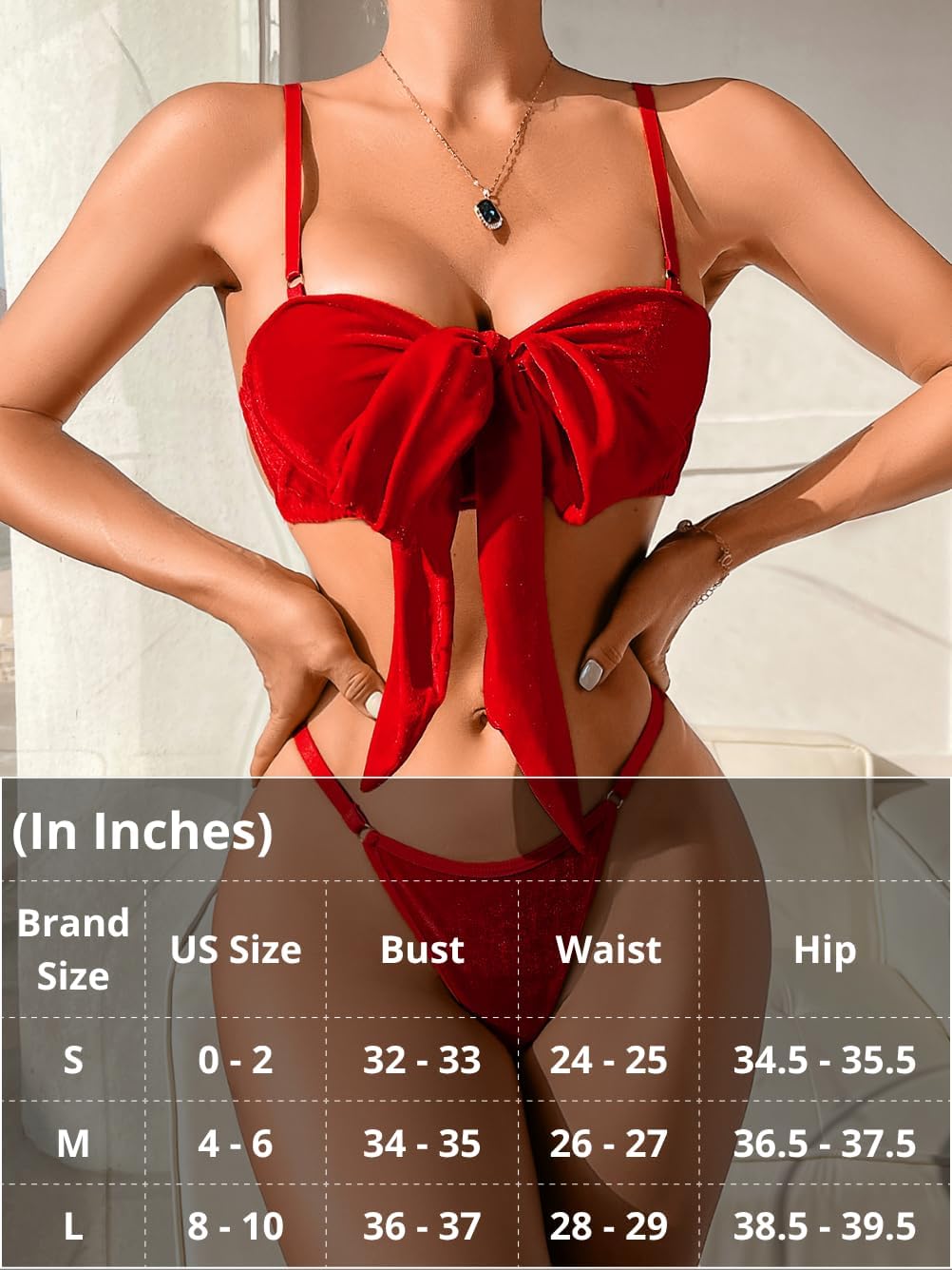 Kaei&Shi Unwrap Bow Lingerie,Velvet Matching Bra And Panty Sets For Women,Sexy Present Christmas Valentines Day