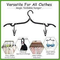 Vista 5 de Maitys 24 perchas plegables de viaje plegables con clips, perchero plegable portátil, estante de secado de viaje para ropa (negro)