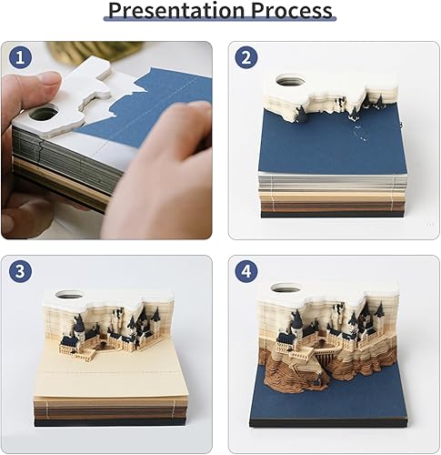 Miniatura 3 de Bloc de notas de calendario 3D 2024, calendario de piezas de tiempo LED, calendario creativo de escritorio, cuaderno de notas, calendario adhesivo