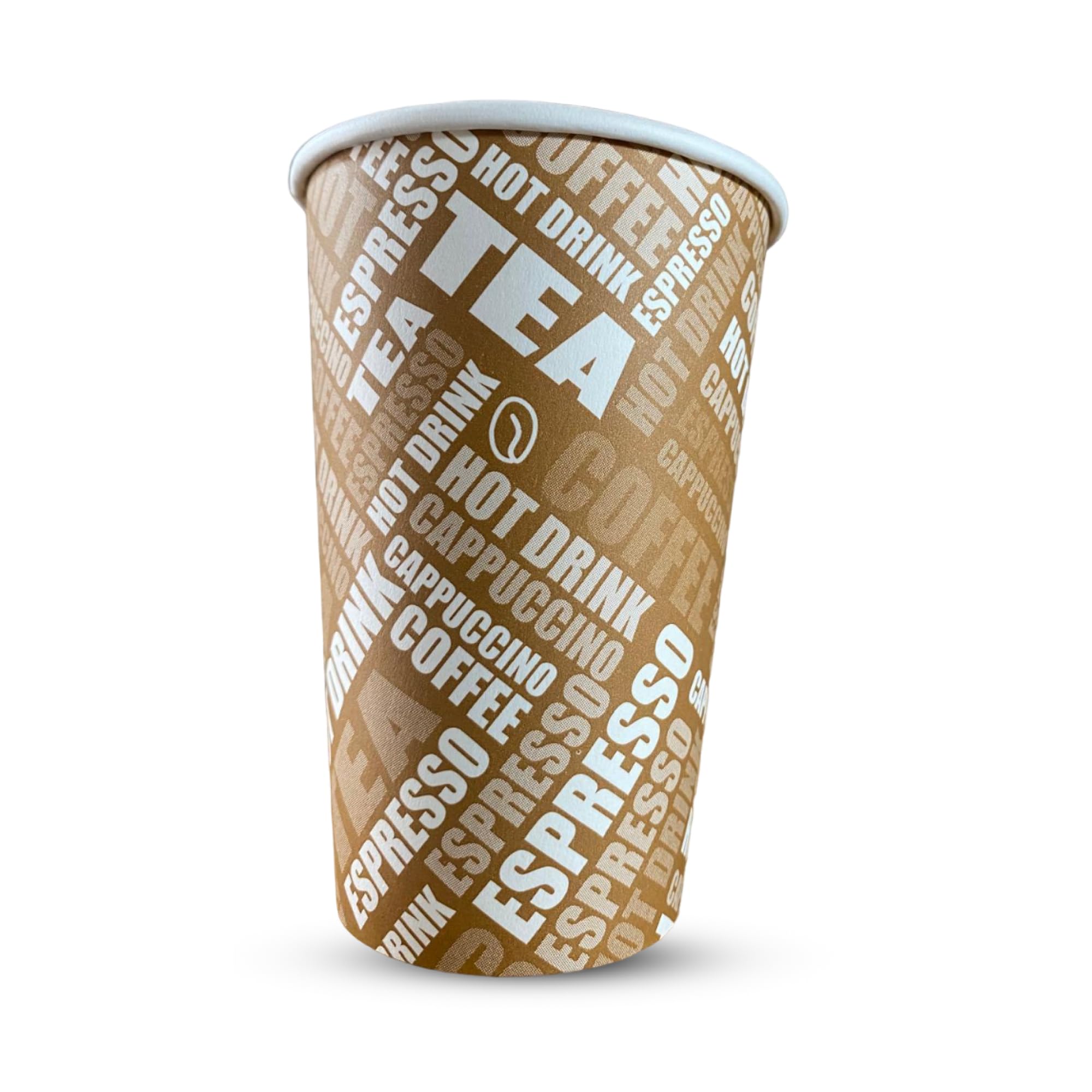 CHEF ROYALE 500x 10oz Brown Printed Paper Cups Without lids, Disposable Cups, Paper Cups for Hot & Cold Drinks, Single Wall Printed Cups, Coffee Cups for Cafe, Home and More