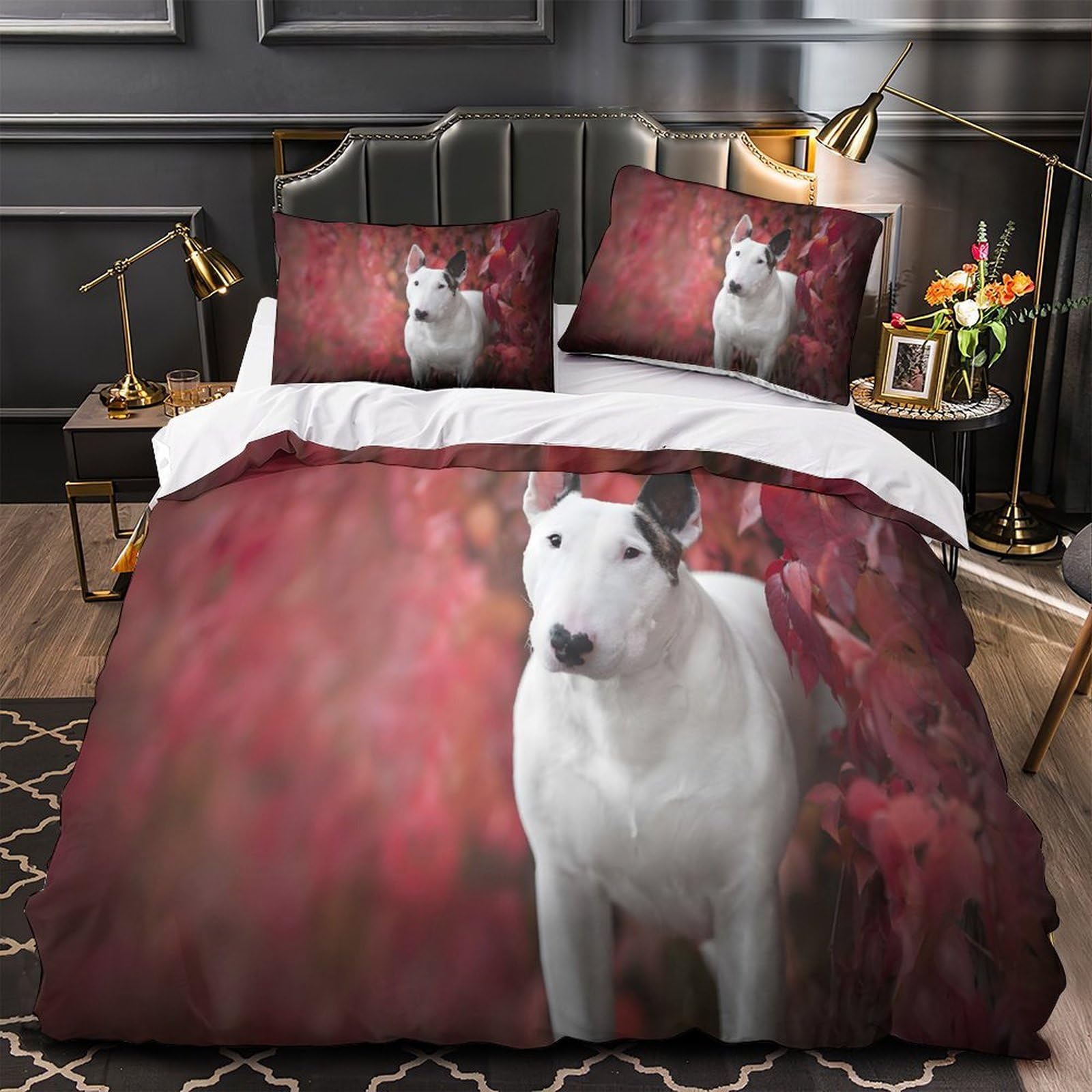 Housse de couette Bull Terrier 140x200 pour chambre d'ado fan de chiens