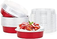Vista 42 de Beasea Paquete de 20 Moldes para Cheesecake con Tapas, 8 Oz, 4 Pulgadas Moldes Redondos de Papel de Aluminio para Tartas, Contenedor para Muffins
