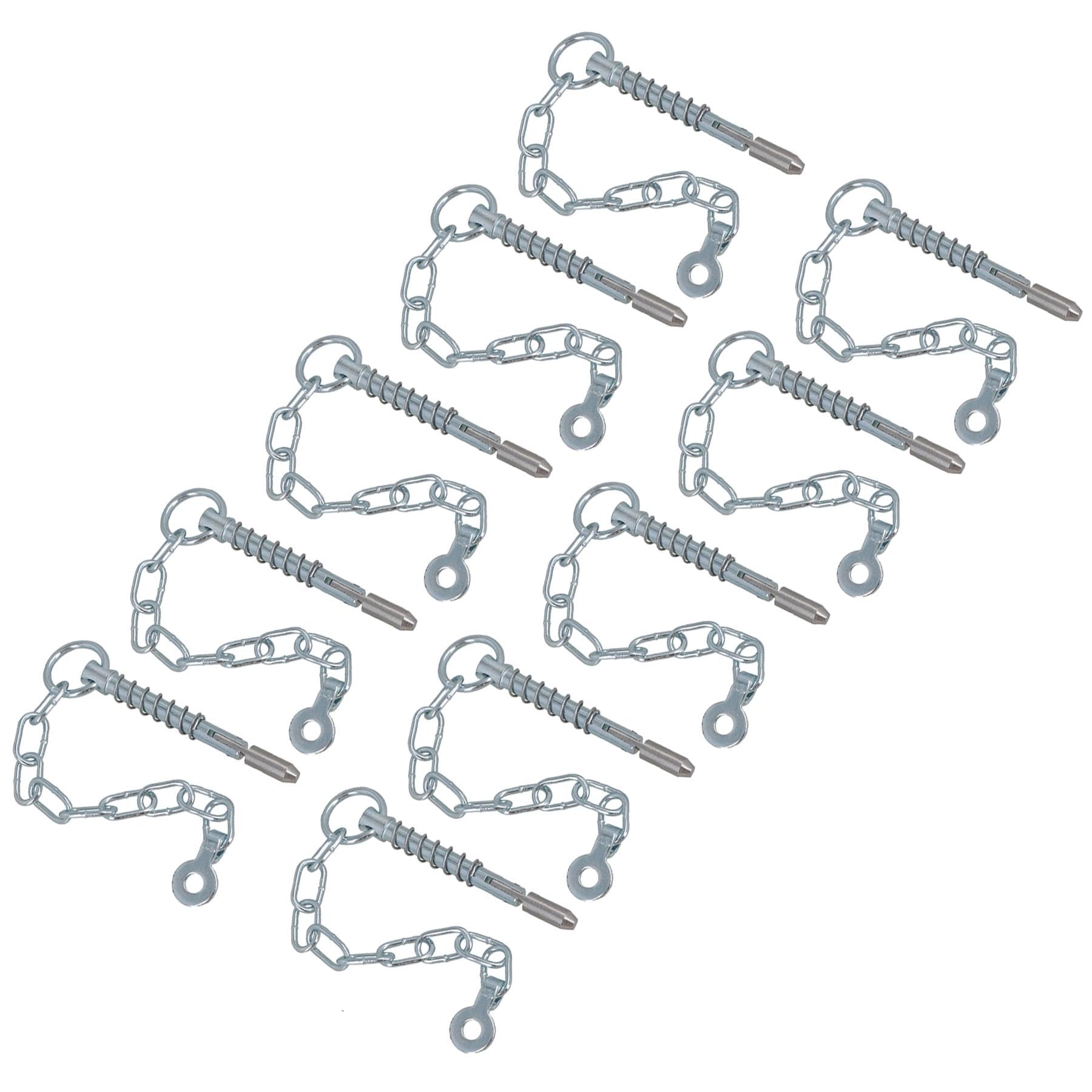 Spring Loaded Sword Pin With Chain Retaining Cotter Pin 9.5mm x 113mm 10pc