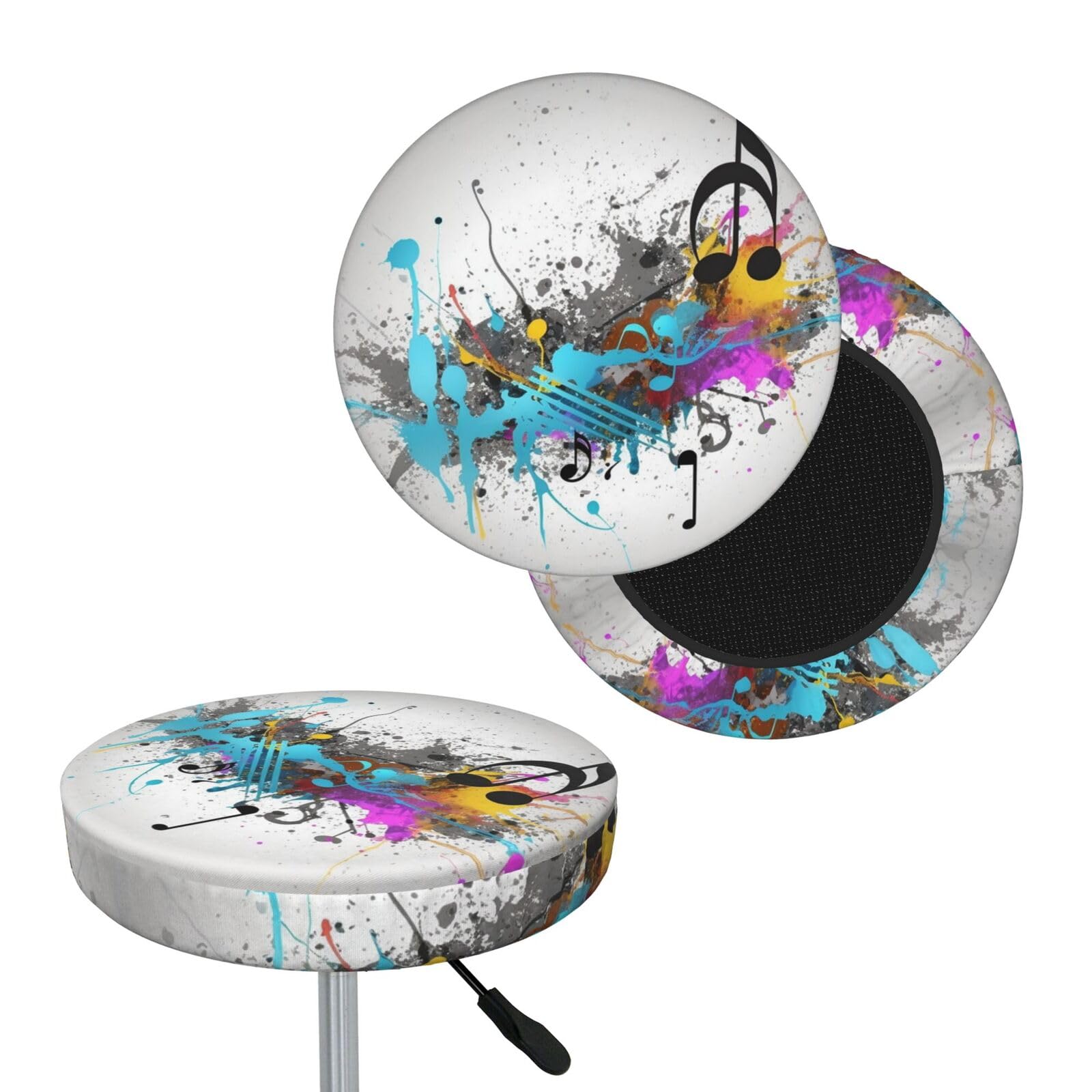 NONHAI Musical with Spray Bar Stool Cover Round Elastic Stool Cushion Covers Dustproof Bar Chair Cover Washable Stool Cushion Slipcover Stretch Stool Seat Covers for 12-14 Inch Chair