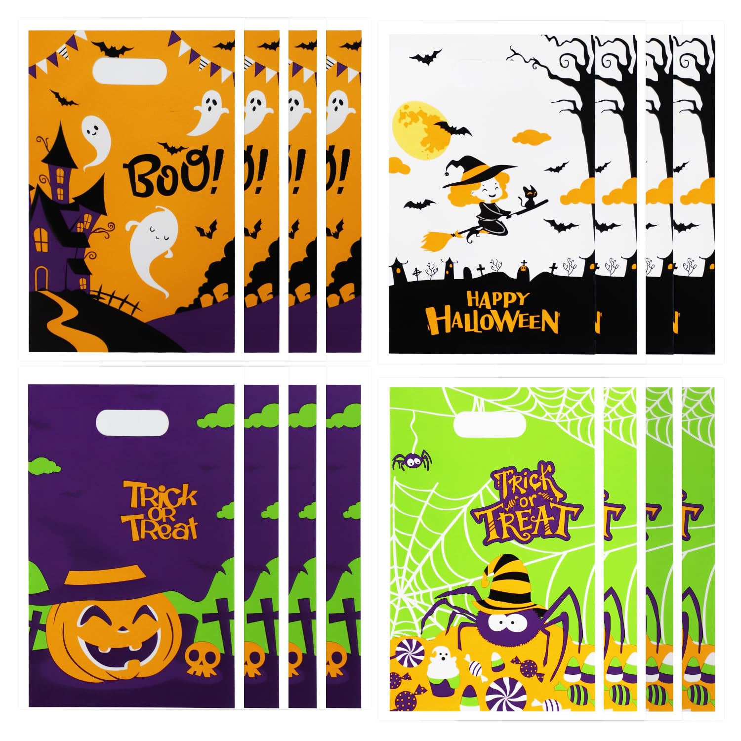 Halloween Candy Bag, 40 PCS Handle Candy Treat Bags Sweets Bags Trick or Treat Bags Reusable Gift Bags for Halloween Party Supplies, Homemade Craft Snack Gift Packing A4KTHLD (D-40PCS) — image 1