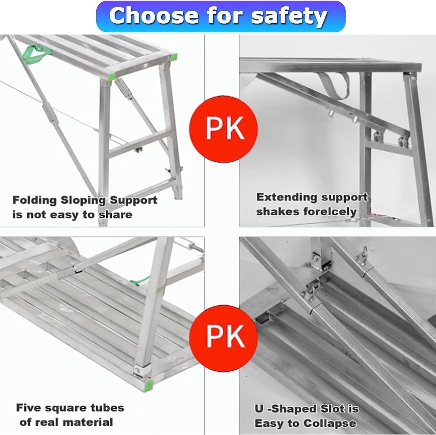 Portable Folding Work Platform Scaffolding Tower Stool Multi Purpose Scaffolding Equipment Workbench(200cm)