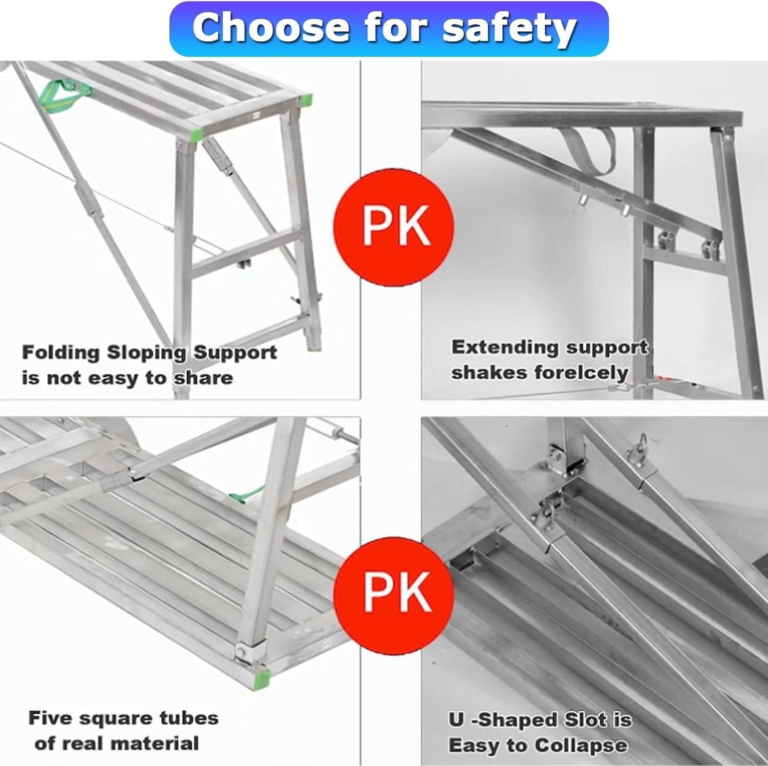 Przenośna, składana platforma robocza, stołek do rusztowania, uniwersalne wyposażenie rusztowania, stół warsztatowy (200 cm)