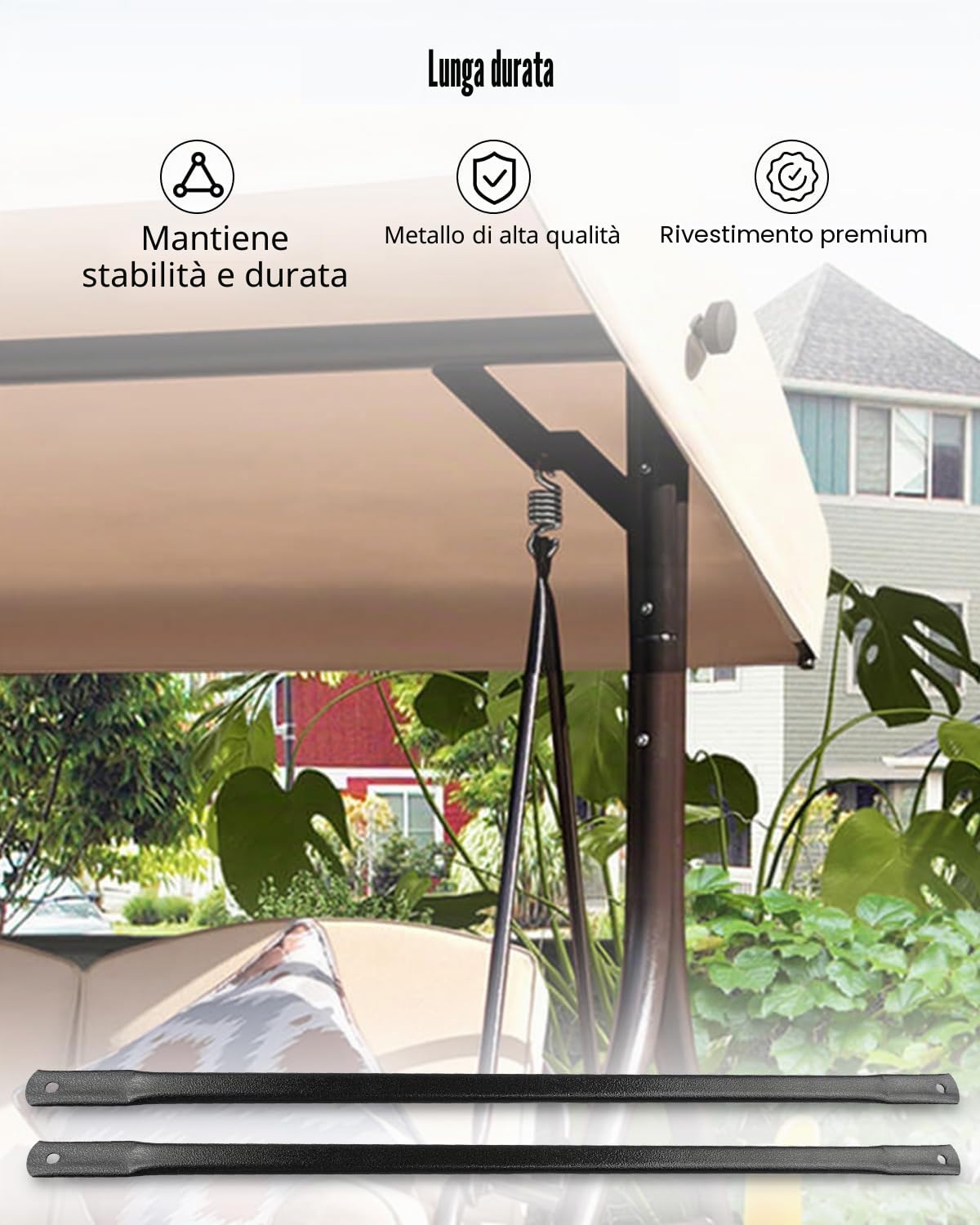 33.5"/85 cm Barre di ricambio per dondolo da giardino in bronzo per collegare in sicurezza il sedile del dondolo al telaio, aste metalliche ellittiche/rettangolari, 2 pezzi