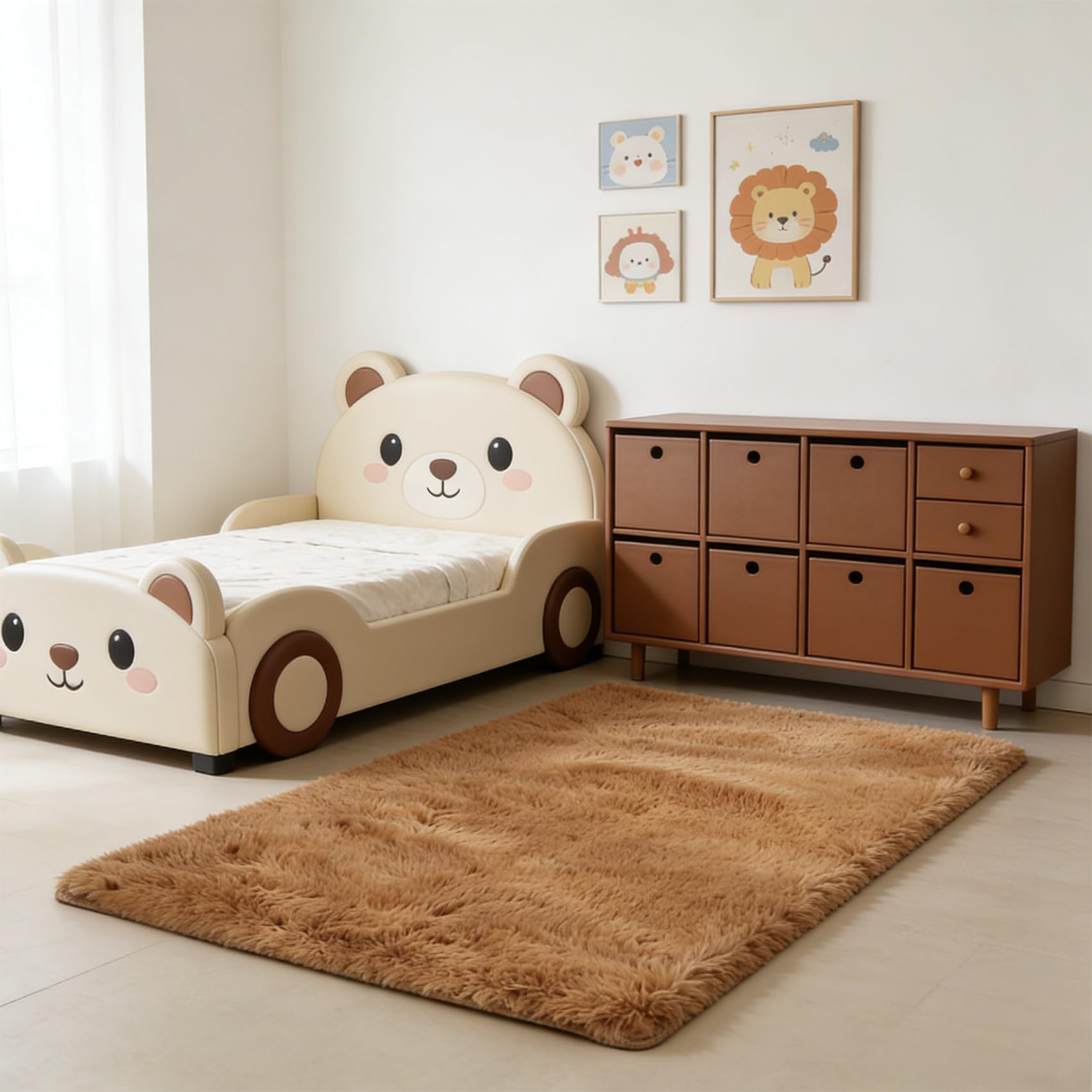 Tapis de salon marron 199 x 220 cm moelleux et chic pour toute la maison