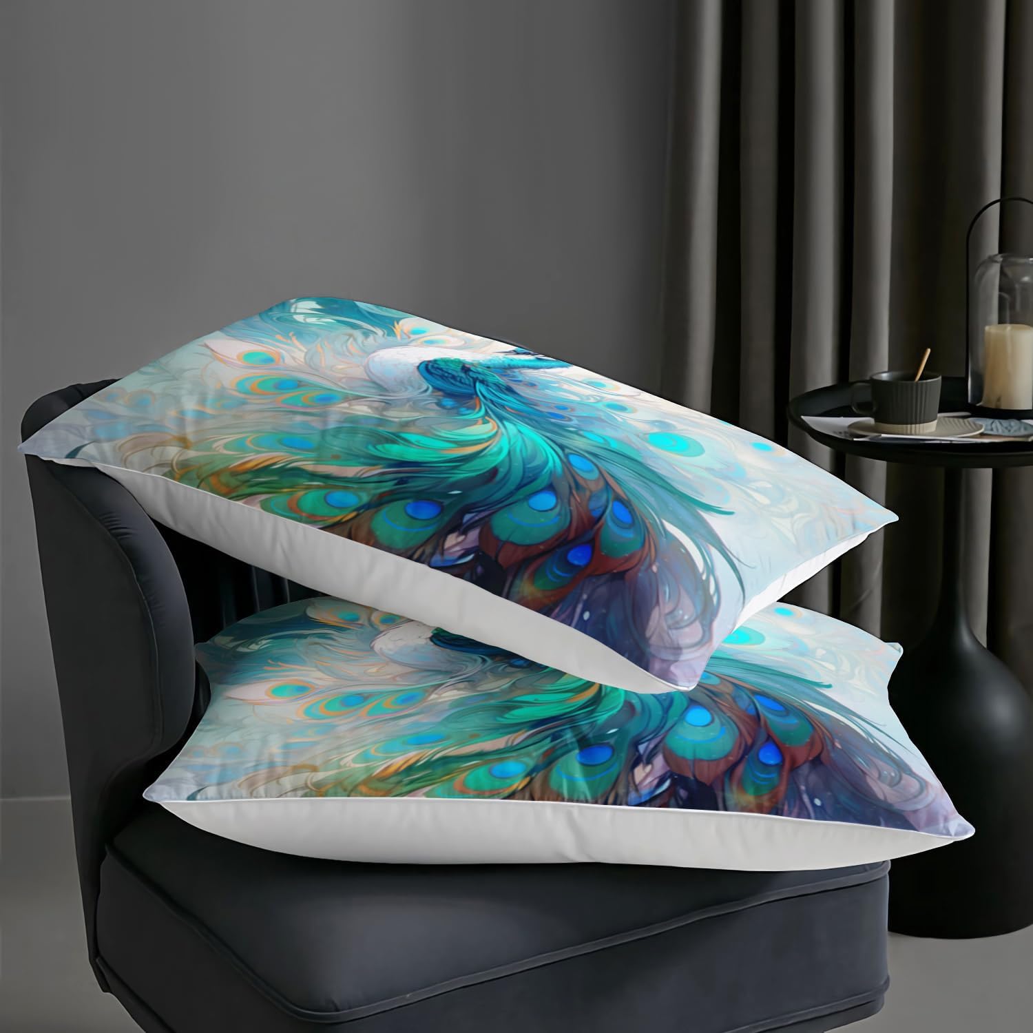 AILONEN Peacock Comforter Full Size, Green Peacock Bedding Set for Kids & Women, Wildlife Bed in a Bag, 3-Piece Printed Wild Animal Quilt Set, 1 Comforter with 2 Pillowcases