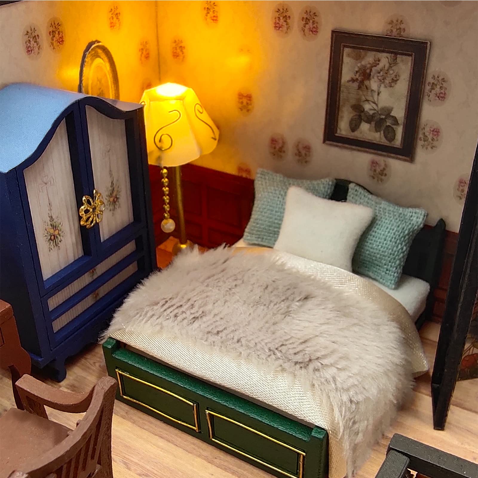 CUTEROOM DIY Miniature House Kit, DIY Miniature Dollhouse Kit with Funiture LED Lights & Music Box - Image 4