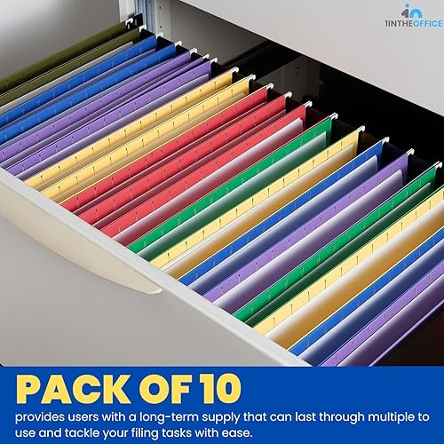 Miniatura 6 de 1InTheOffice Carpetas colgantes expansibles de polietileno, tamaño carta, surtido, paquete de 10