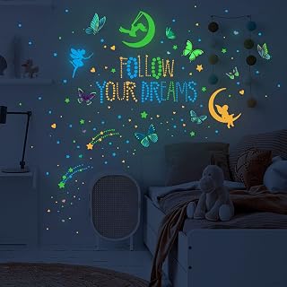 OUKENS Estrelas que brilham no escuro, 4 peças de adesivos de parede em forma de borboleta de estrela material de PVC autoadesivo design luminoso decoração de papel de parede para quarto de berçário, sala de estar