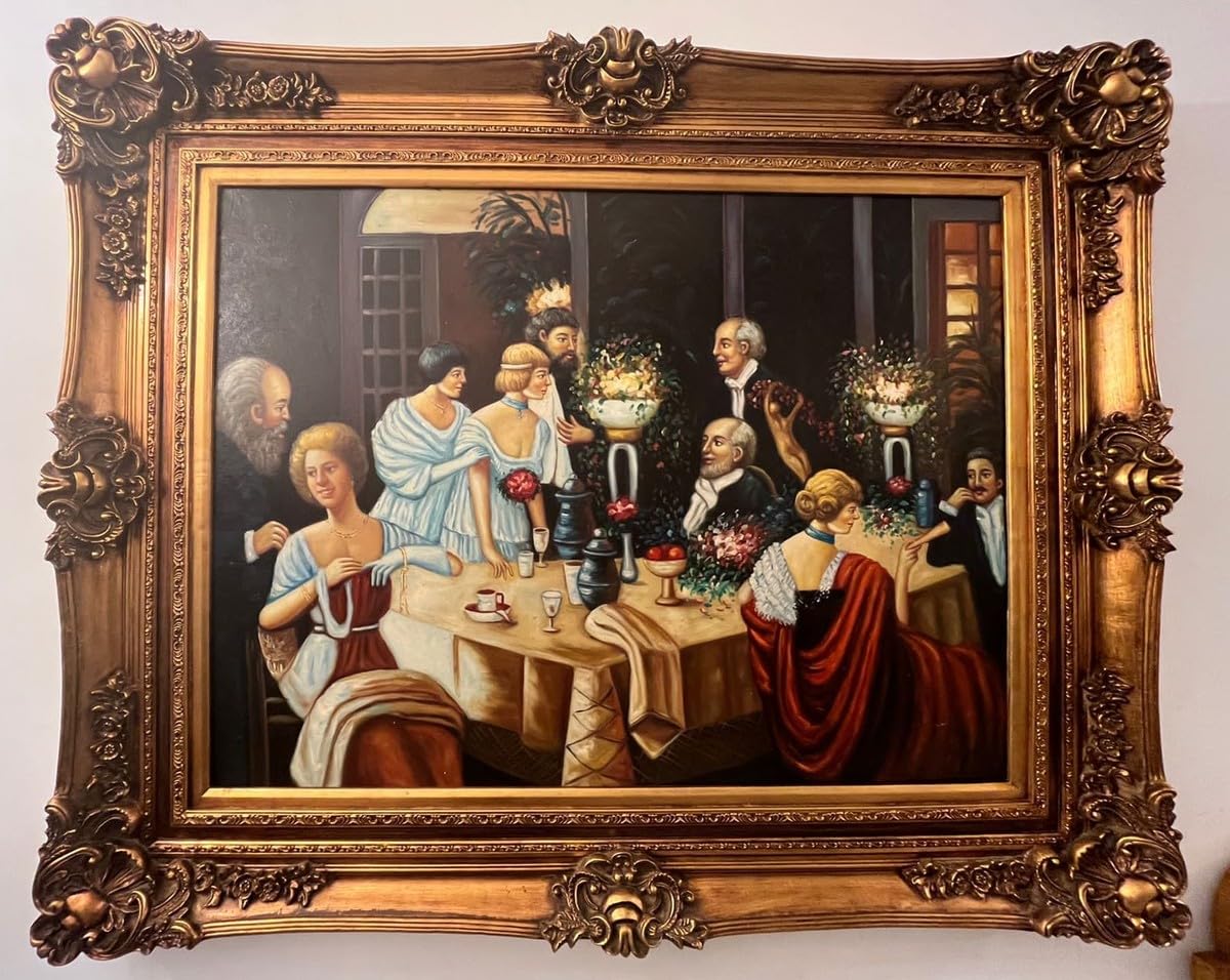 Casa Padrino barokowy obraz olejny wielokolorowy/złoty - ręcznie malowany obraz w stylu antycznym ze wspaniałą ramą - barokowe akcesoria dekoracyjne - dekoracja ścienna w stylu barokowym