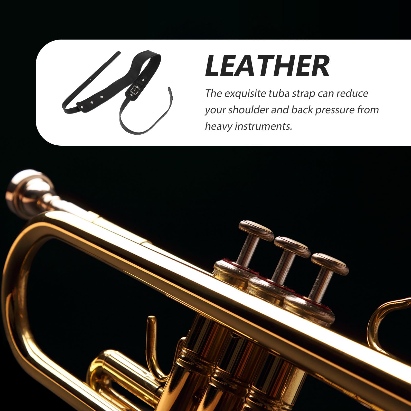 TOYANDONA Correa de Hombro Ajustable para Tuba y Trombón Correa de Cuero Resistente para Instrumentos de Viento para Uso en Conciertos y Transporte