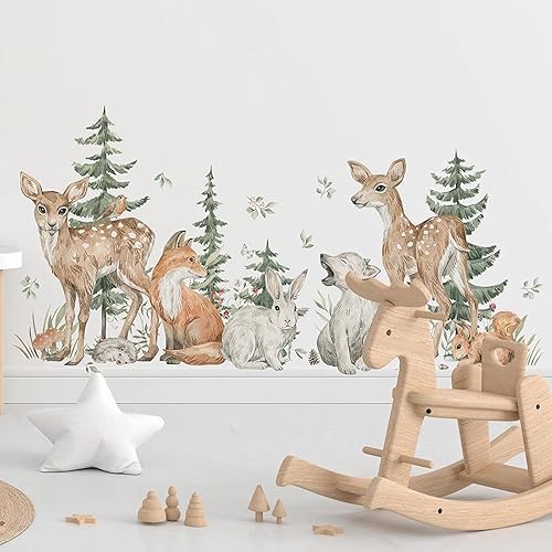 Miniatura 5 de Calcomanías de pared de conejito de ardilla, ciervos del bosque, ciervos, zorros, conejos, caricaturas, animales de la selva, calcomanías de pared