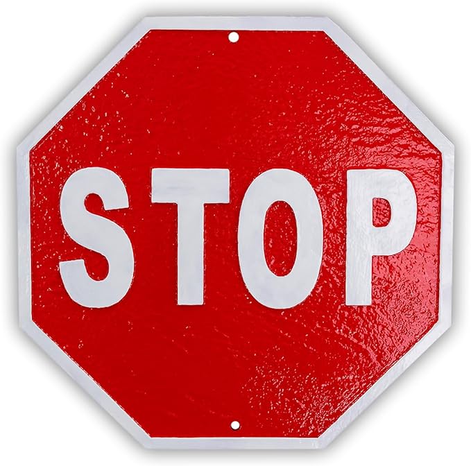 Amazon.com : Stop Sign Statement Plaque - 4 sizes - WALL or LAWN Mount ...