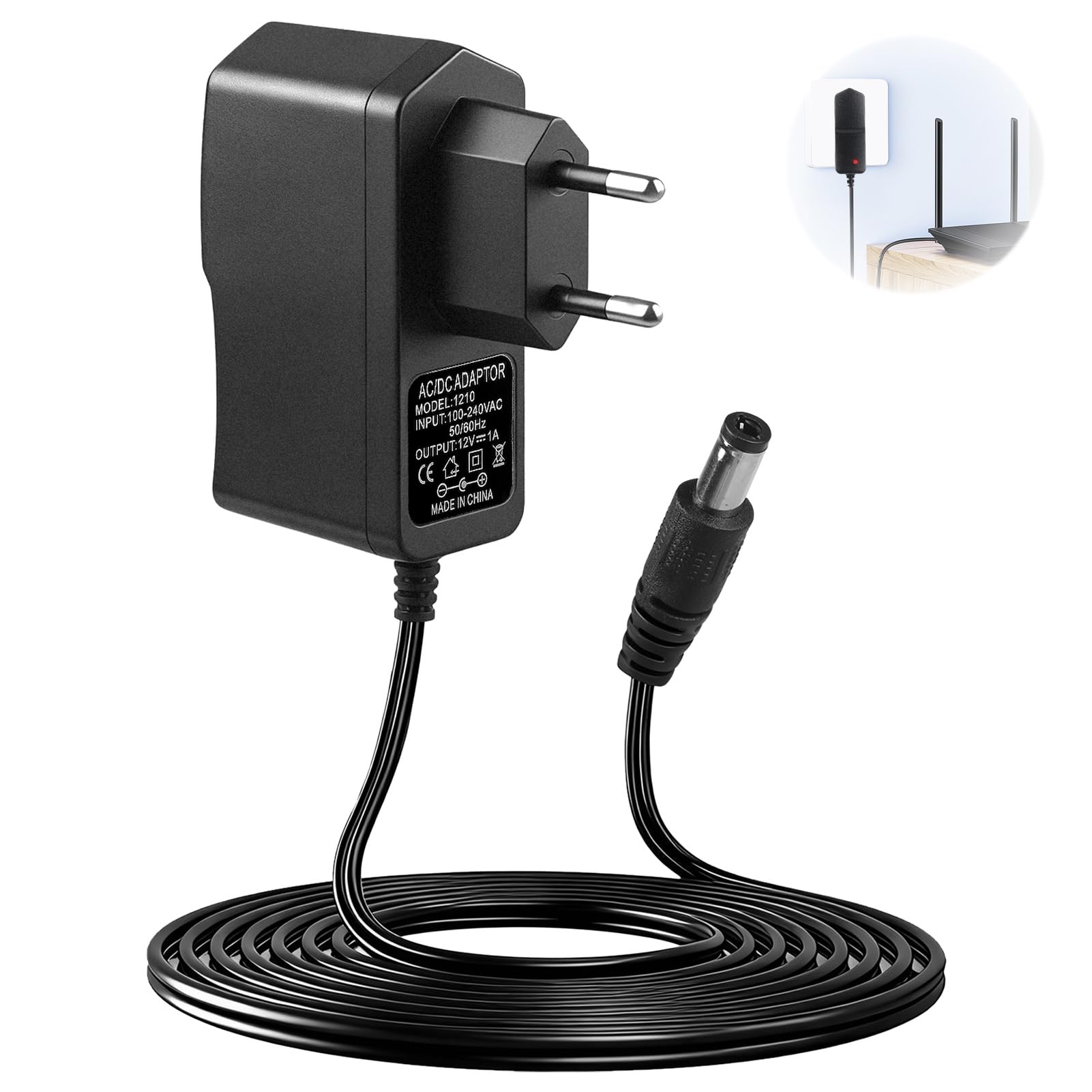 12V 1A 12W Fuente de Alimentación Universal, AC/DC Adaptador 100-240v 50/60hz Universal Corriente Transformador Cargador 5.5 x 2.5 mm para Cámara CCTV, Luces LED, Router, Monitor, Tira de Luz