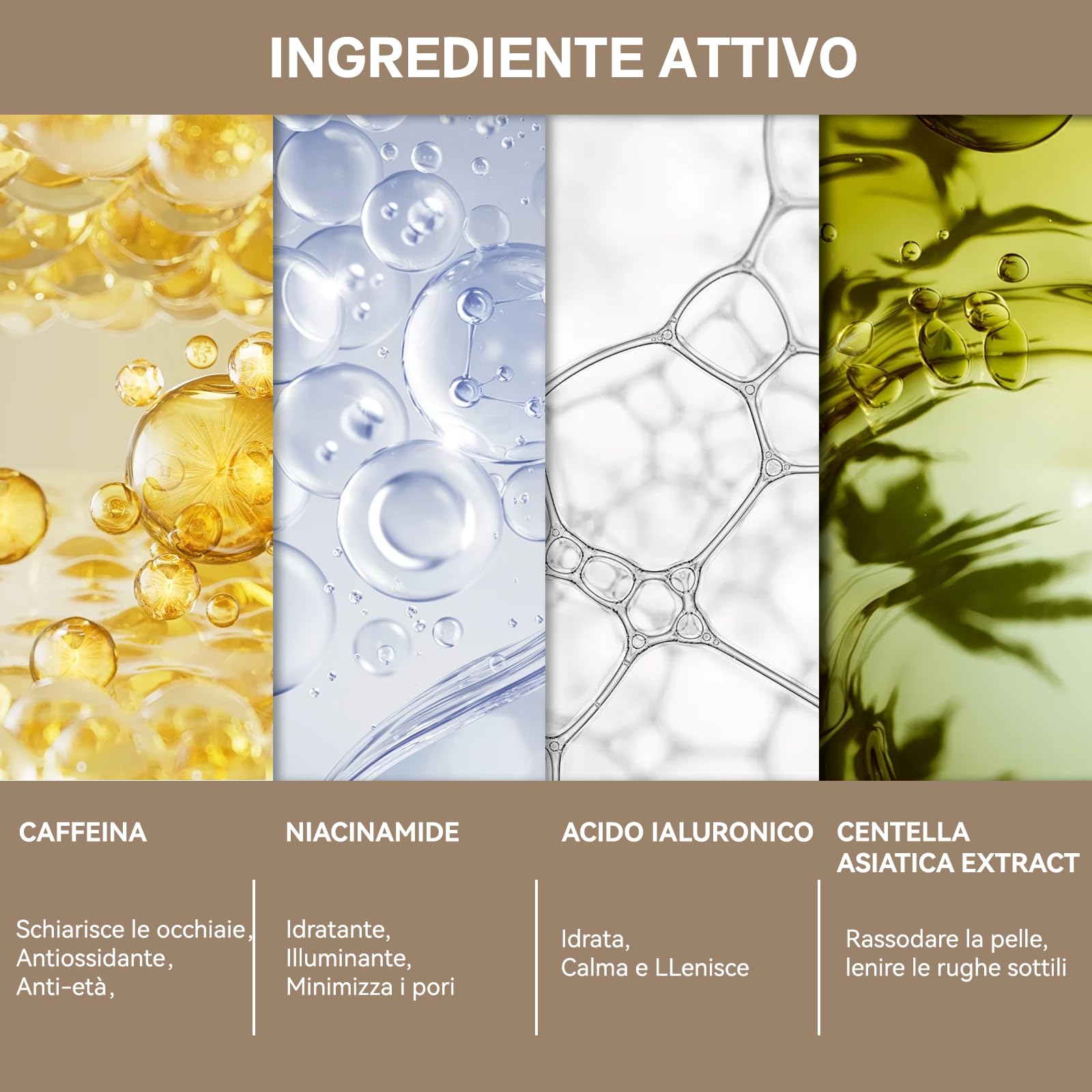 Siero Contorno Occhi alla Caffeina Anti-Età, Contorno Occhi Antirughe con Acido Ialuronico e Niacinamide,per Uomini e Donne (transparente)