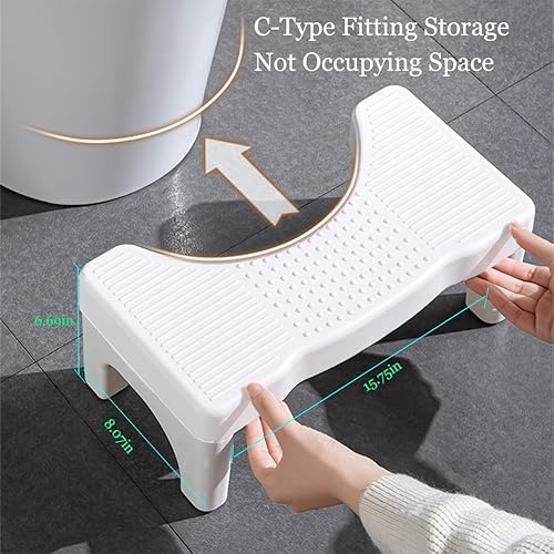 Miniatura 2 de Taburete de inodoro para adulto, taburete de excremento para baño de 7 pulgadas, antideslizante para baño, soporte de inodoro para pies, portátil,