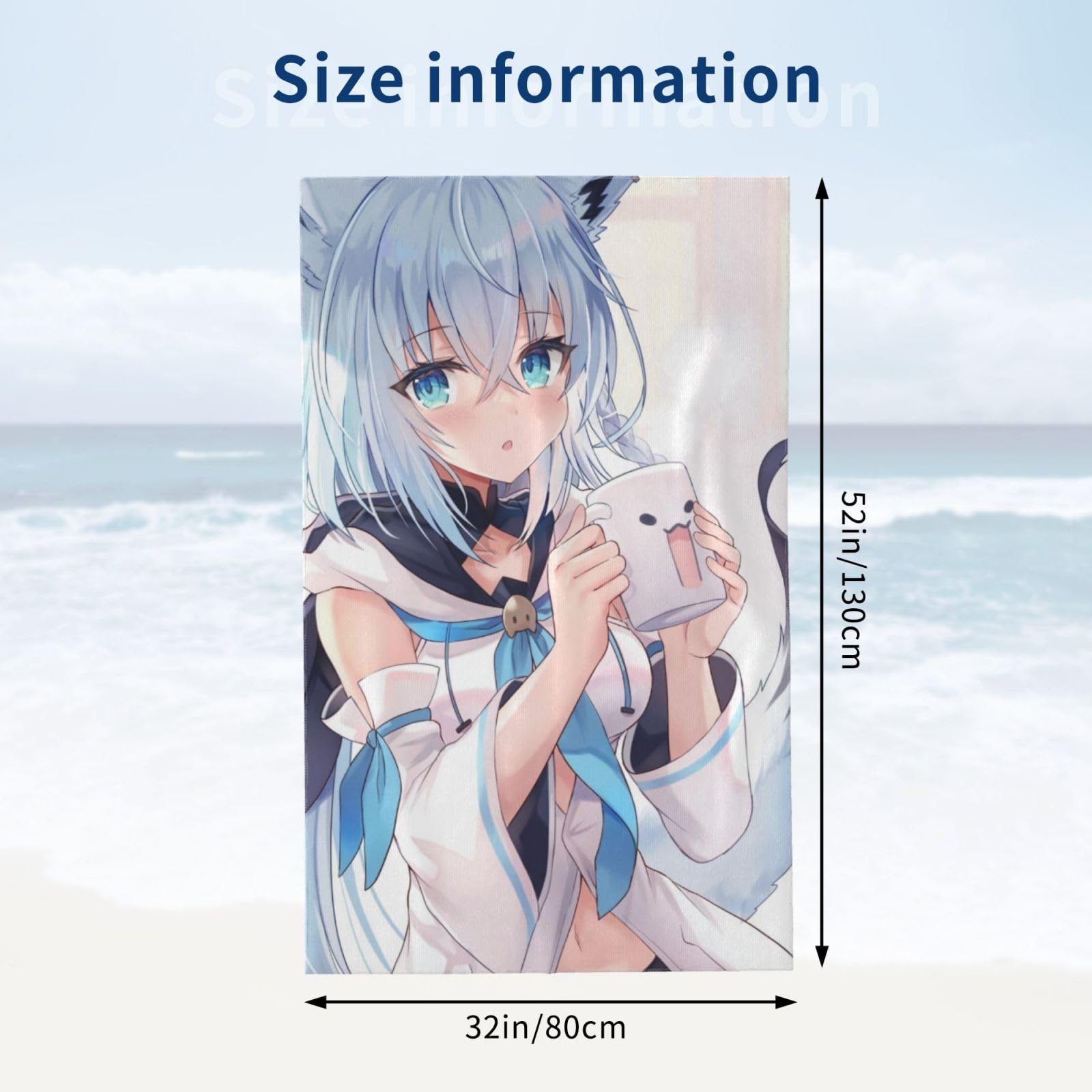 Amazon.co.jp: ビーチタオル 可愛いアニメ柄 Vtuber しらかみ
