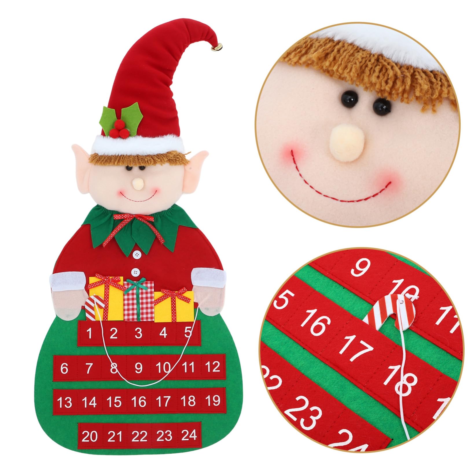 Weihnachts-countdown-kalender zum Aufhängen Filz-adventskalender für Tür oder Wand Dekorativer Weihnachtskalender mit Taschen für Spielerische Tageszählung bis Heiligabend