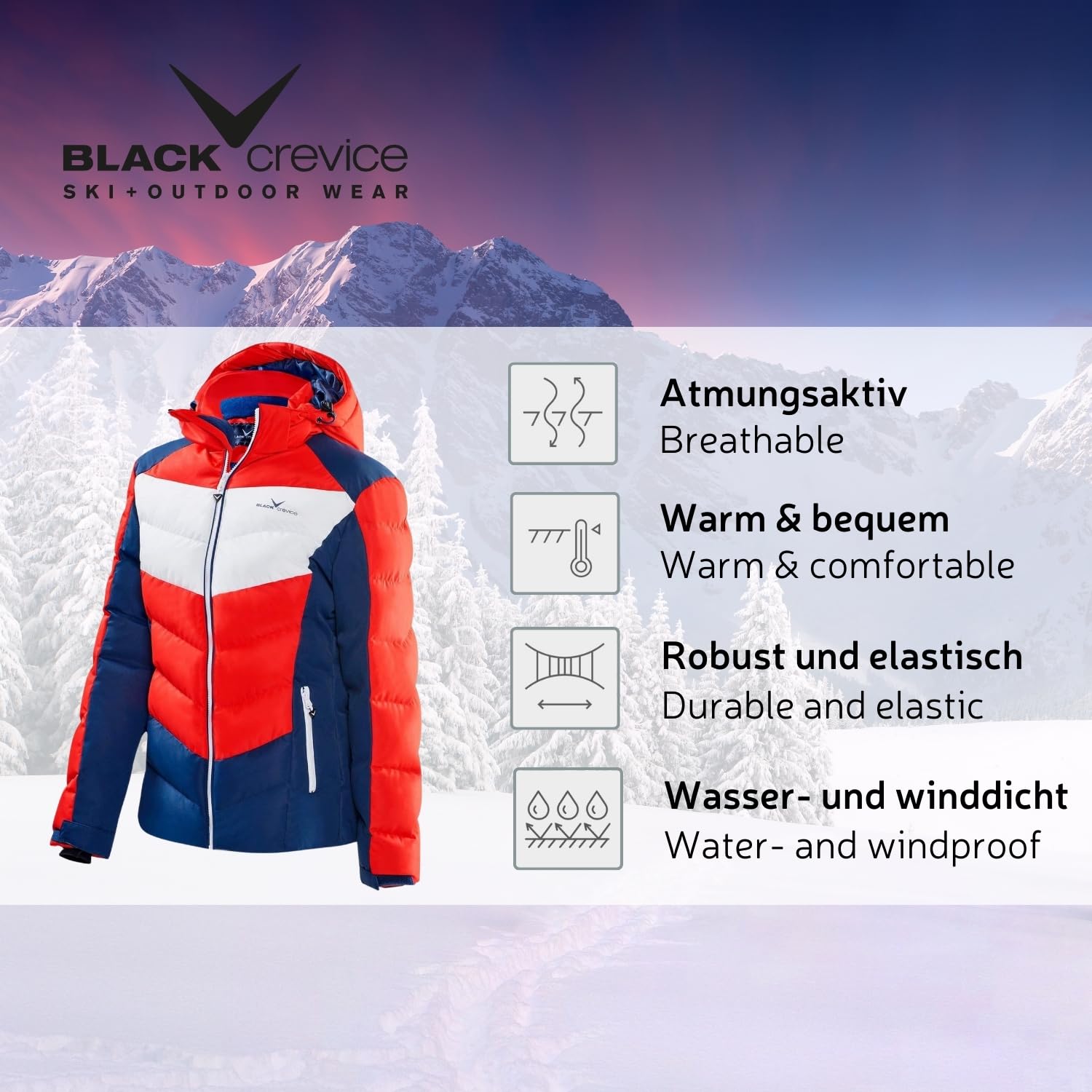 Black Crevice Veste de Ski pour Femme Veste de ski Femme