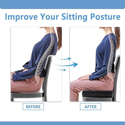 Miniatura 4 de Cojín para silla de oficina cojín de asiento de espuma viscoelástica para automóvil espalda coxis alivio del dolor del coxis sentado durante mucho