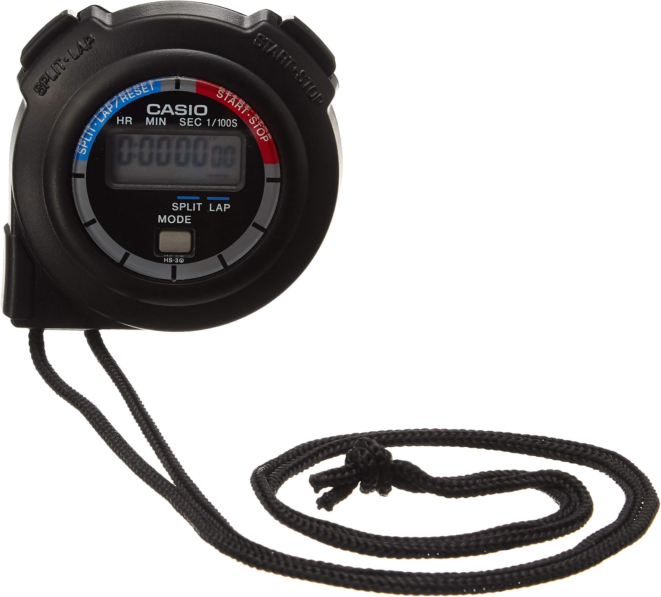 Casio Digital Dial Synthetic Band Stop Watch - Hs-3V-1Rdt, Black Band, For Unisex