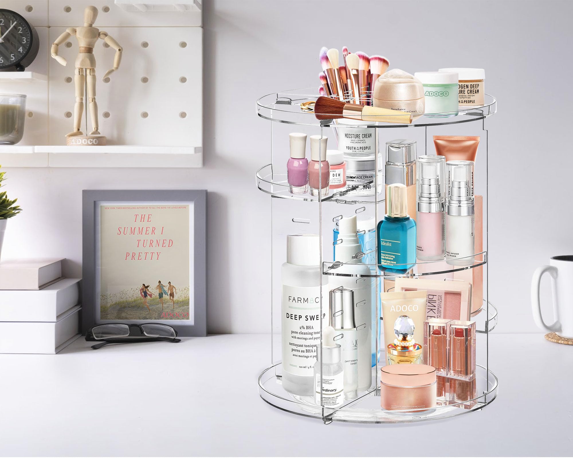 Amazon.co.jp: Adoco 360°回転メイクアップオーガナイザー カウンター
