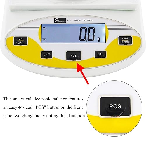 Miniatura 5 de CGOLDENWALL Balanza analítica digital de laboratorio de gran alcance, sensores de alta estabilidad, procesamiento inteligente, amarillo, 66.1 lbs,
