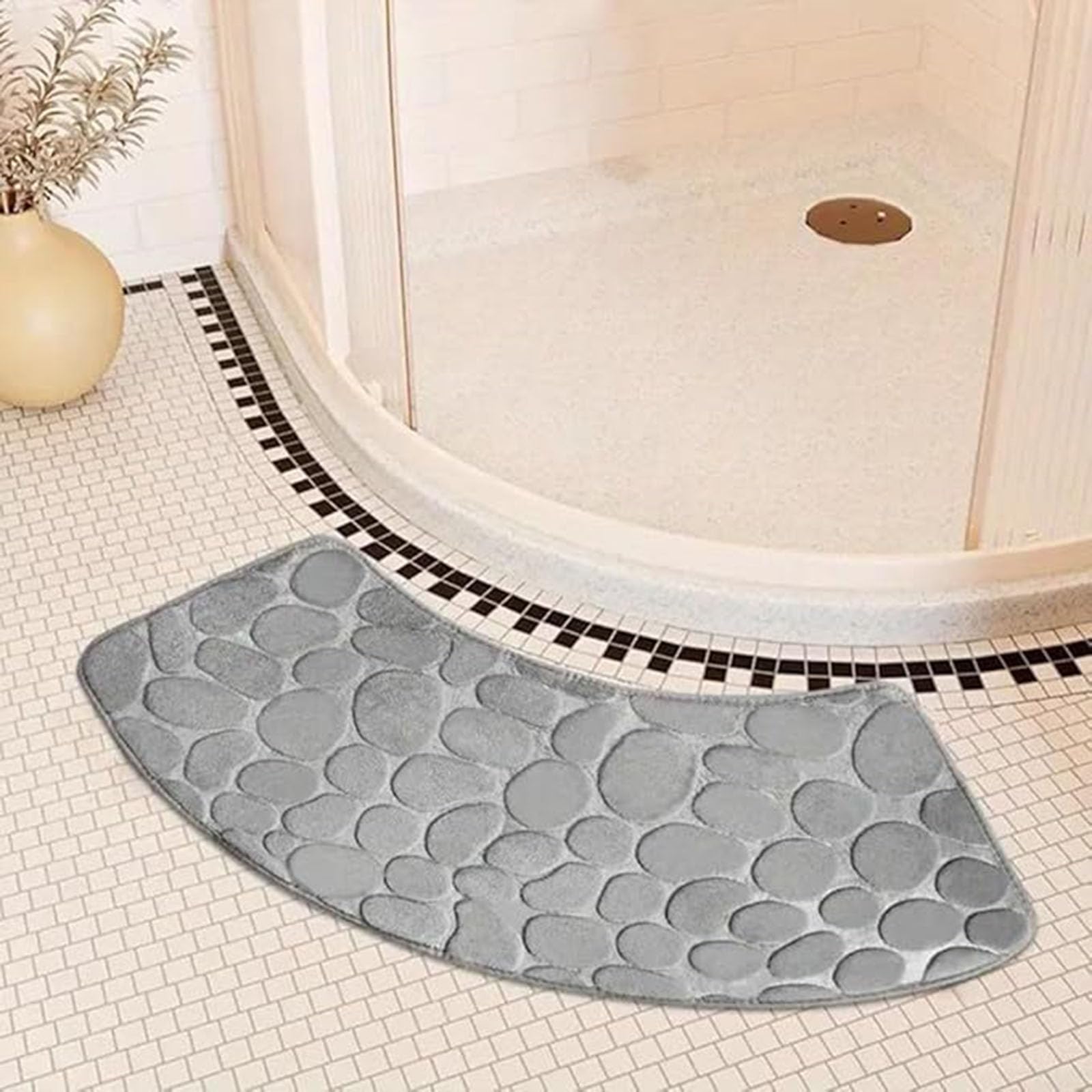 EUPXRHY Badmat met gebogen hoek, sterk absorberend en sneldrogend, antislip, zacht en comfortabel, blauw, 40 x 75 cm
